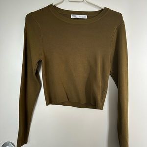 Zara crop sweater - olive green